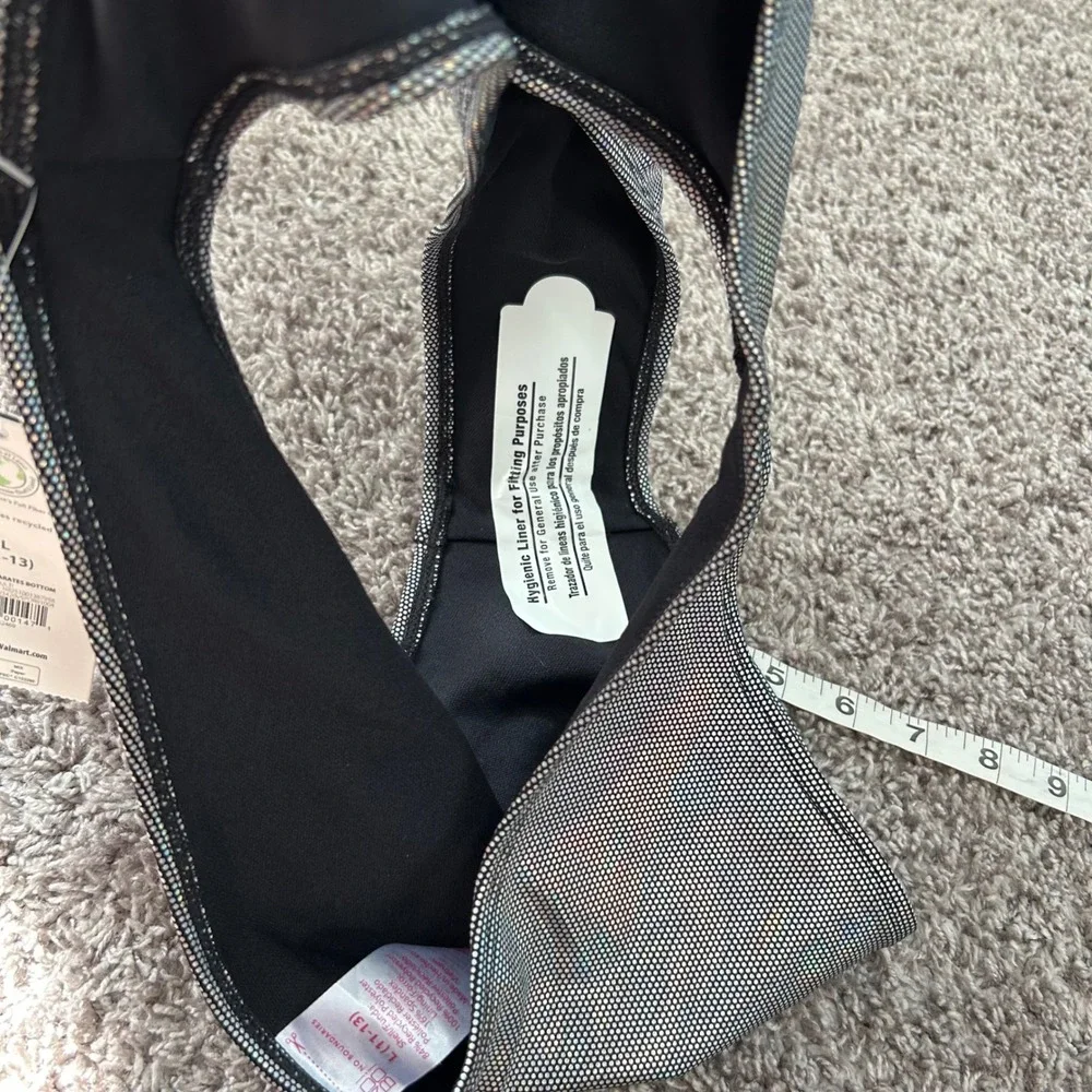 No Boundaries Cheeky Bikini Bottom Silver‎ Shimmer Metallic Swimsuit L (11-13)